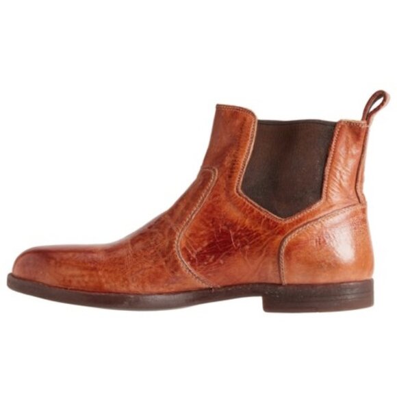 BEDSTU Vasari Men\'s Chelsea Leather Boots, Cognac, New with Box